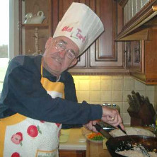 Jim Bowen cooking a Chinese meal